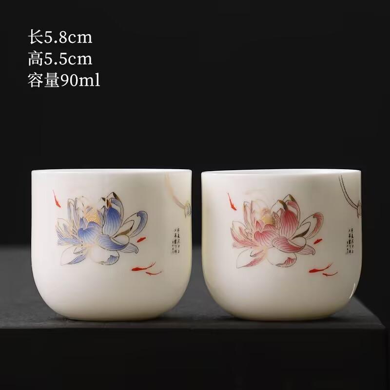 Suet Jade Teacup Ceramic Kung Fu Small Teacup Single Cup Master Cup Tea Set Tea Cup Set Tea Bowl Tea High White Porcelain