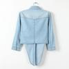 Women's Short Sleeve Lace-Up Denim Shawl Shirt-Jacket
