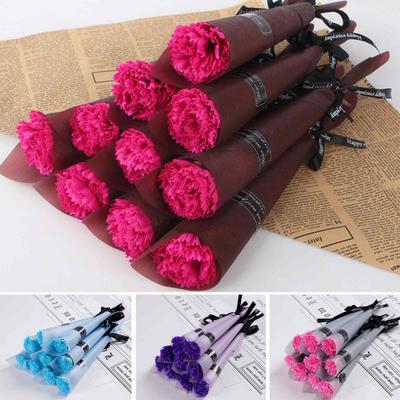 10 Piezas Flor de Jabón Día de la Madre Ramo de Clavel Individual Flores Artificiales Realistas