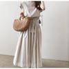 Robe trapèze artistique pour femme, tenue d'été ample à la taille, grande taille, en coton et lin