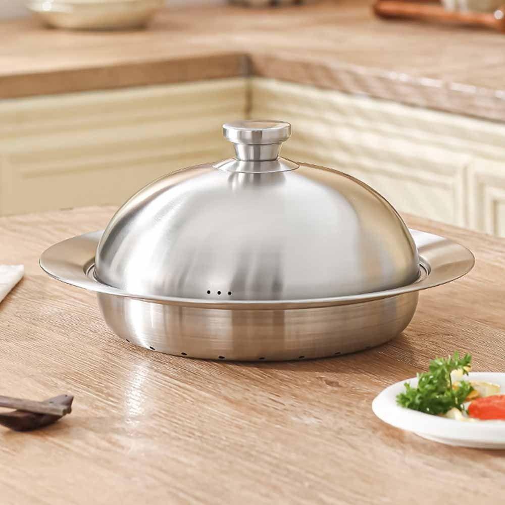 Portable Food Steam Plate with Lid Round Pot Insert Tray Flying Saucer Steaming Tray  Home