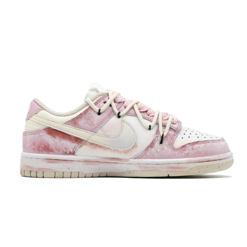 Nike Dunk Leather Slip Resistant Abrasion Resistant Low Top Skateboard Shoes Unisex Pink DD1503-103(Team726-)