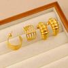 18K Gold Titanium Steel Ram Horn Heart C-Shape Earrings - Fashionable European & American Hollow Ear Studs
