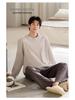 Men's Modal Long Sleeve Pajama Set – Outdoor Wearable, Plus Size, Loose Fit, Casual Homewear for Spring, Autumn, and Winter