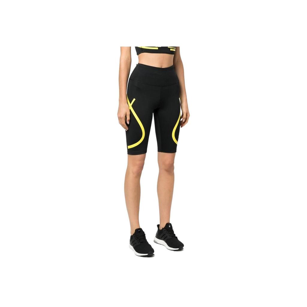adidas Shorts de ciclismo com estampa de logotipo e cintura alta, feminino, preto, HI6058