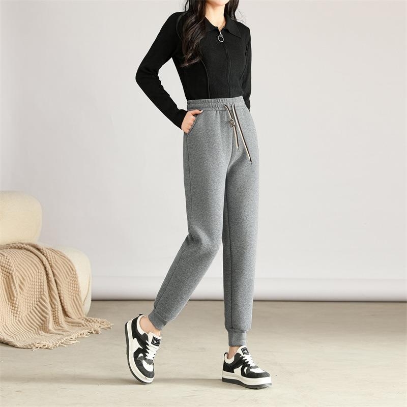 Winter Autumn Warm Women Pant Fashion High Waist Thick Loose Pants Solid Color All-Match Plush Sweatpants
