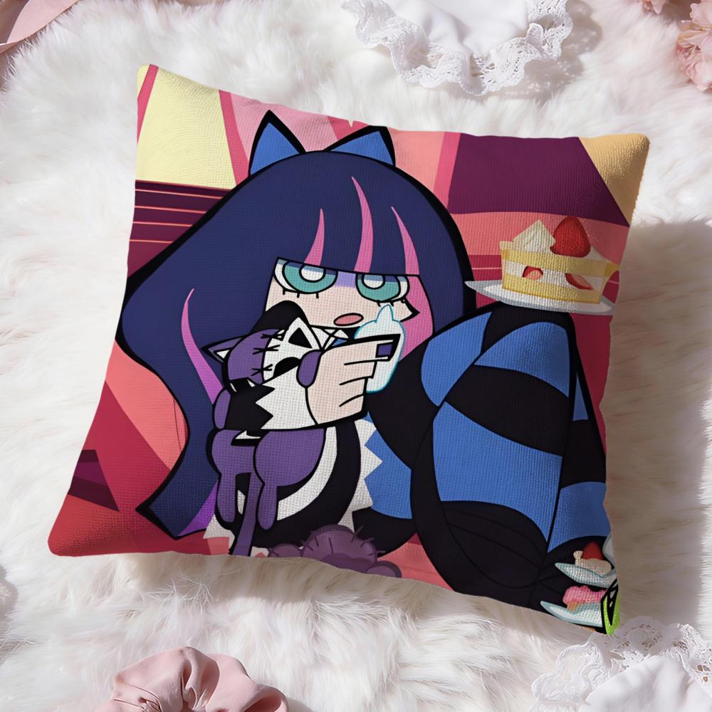P-panty and Stockings Cushion Cover Premium Comfort Reversible Pillow Cove -Two In One Design for Any Room & Car Interior
