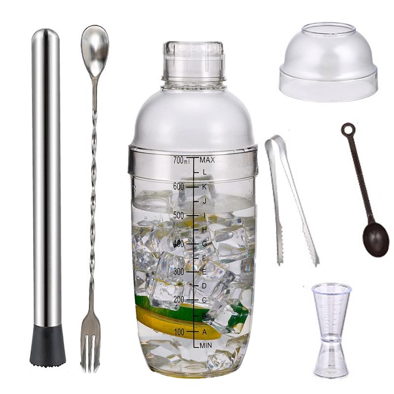 Cocktail Shaker Set with Built-in Strainer Measuring Jigger Cocktail Muddler and Mixing Spoon Bar Tool Set for Bar Home Use