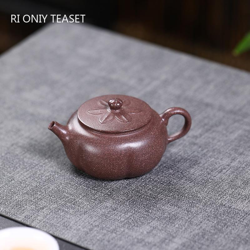 110ml Yixing Purple Clay Teapot Small Capacity Handmade Pumpkin Shape Tea Pot Beauty Tea Infuser Zisha Kettle Chinese Teaware