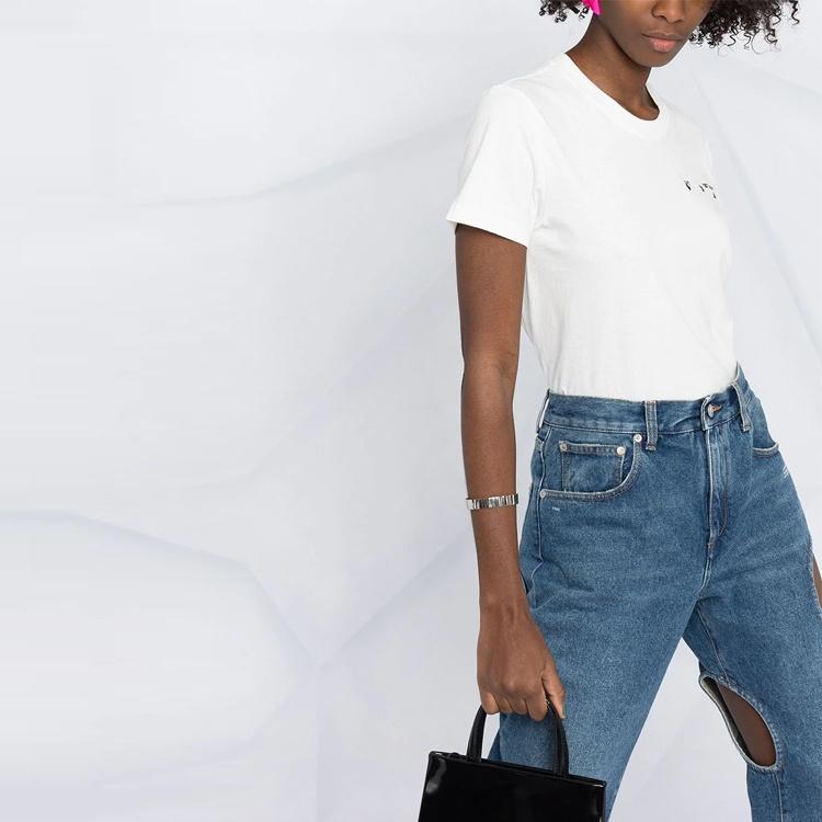 (WMNS) Off-White SS21 Strzałka z tyłu Bawełniana Biała Koszulka z krótkim rękawem Damska OWAA049R21JER0010331