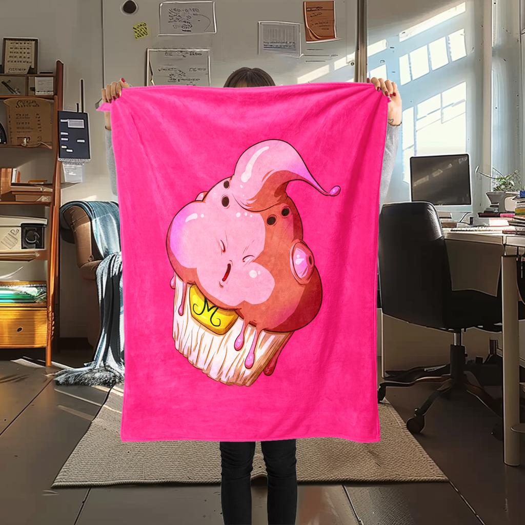 1PC Majin Buu  Print Flannel Blanket, High quality All Seasons, Home Decor, Warmth and Comfort, Perfect for Christmas Gifts