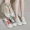 Sommar lättviktssneakers i canvas för kvinnor Plattformssnörning Andas Fritidssport Löparskor Dam bekväma promenadsneakers Canvasskor