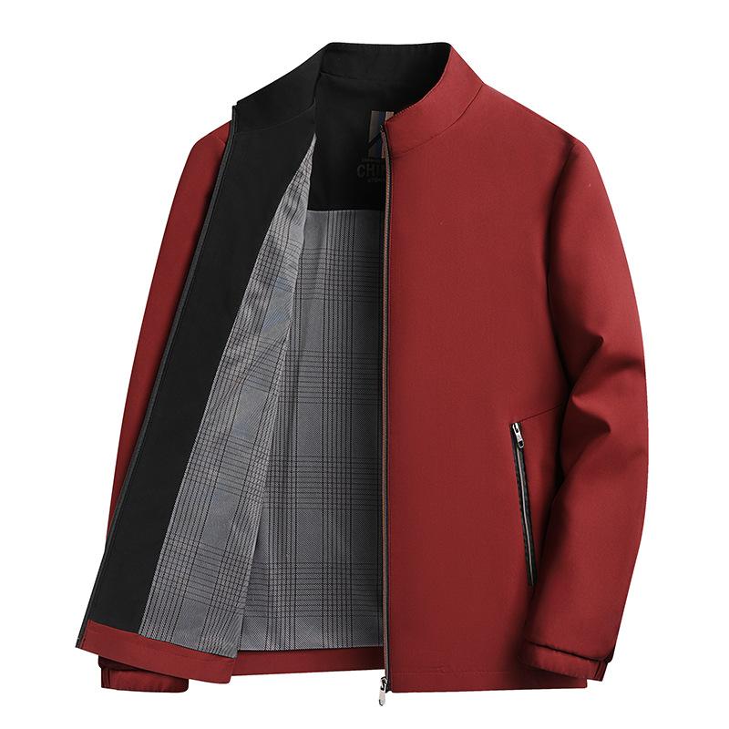

Jacket jacket men s simple fashion spring and autumn coat business casual versatile stand-up collar jacket Qingzhong dad men s clothing 4XL/195 (Weight 175-97.5 kg)