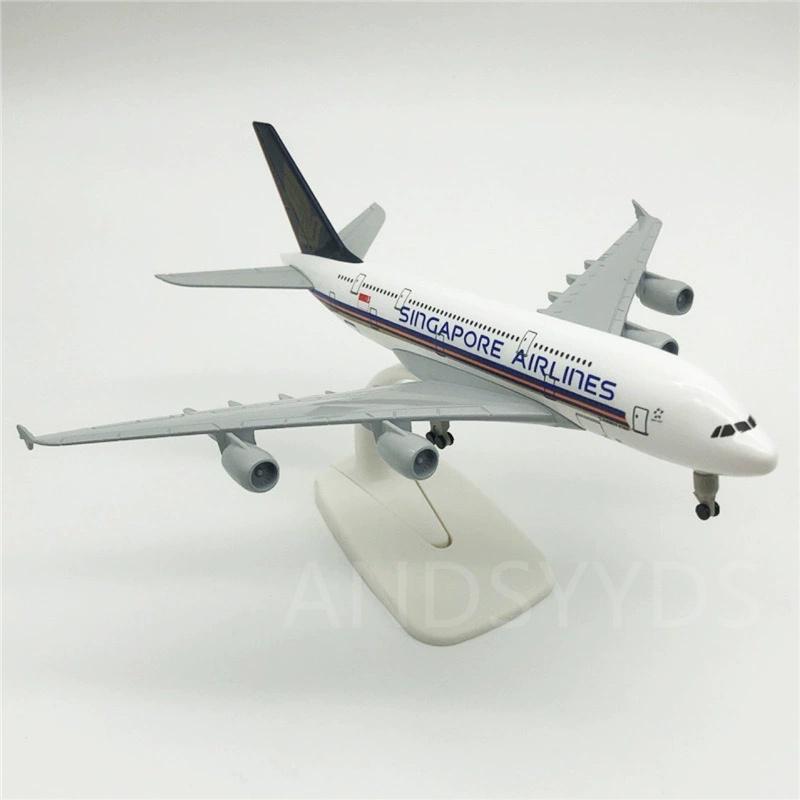 1/400 Scale A380 Singapore Airways 20cm Diecast Alloy Airplane With Base & Landing Gear Model For Collection Gift House Display