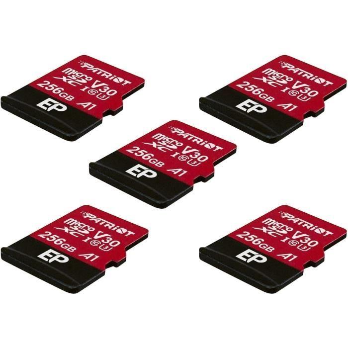 Carte mémoire - patriot memory - 256gb a1/v30 - pack de 5 - 100 mo/s - enregistrement 4k