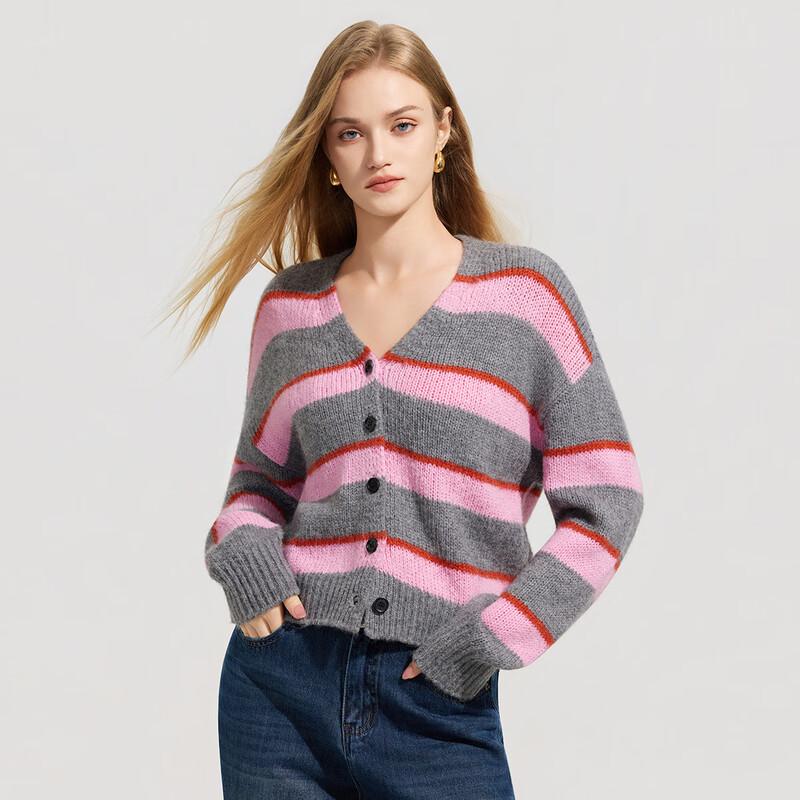 Tatou Women's Striped V-Neck Knit Cardigan
