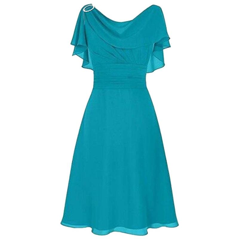 European and American New Chiffon Dress, Women's Sexy One-word Shoulder Wedding Dress Dress