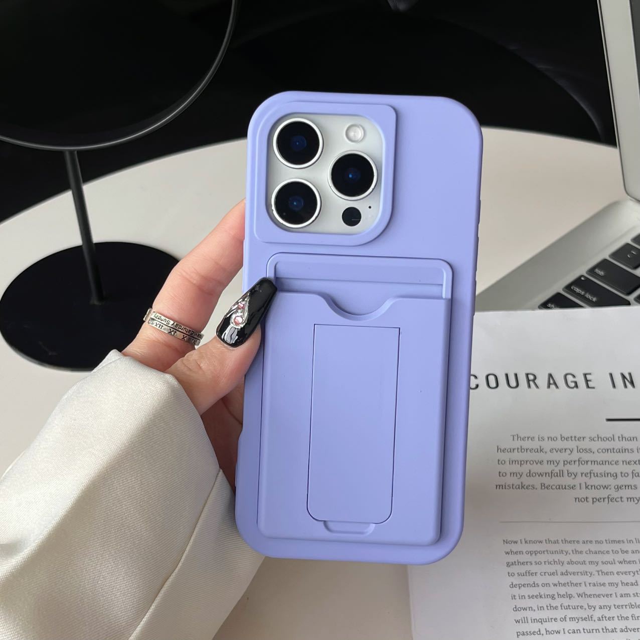 

Держатель для карт подходит для чехлов для телефонов Apple 16pm с вставкой для карт, с IP14/15, с полным покрытием с эффектом кожи и противоударным защитным чехлом Apple 15Pro