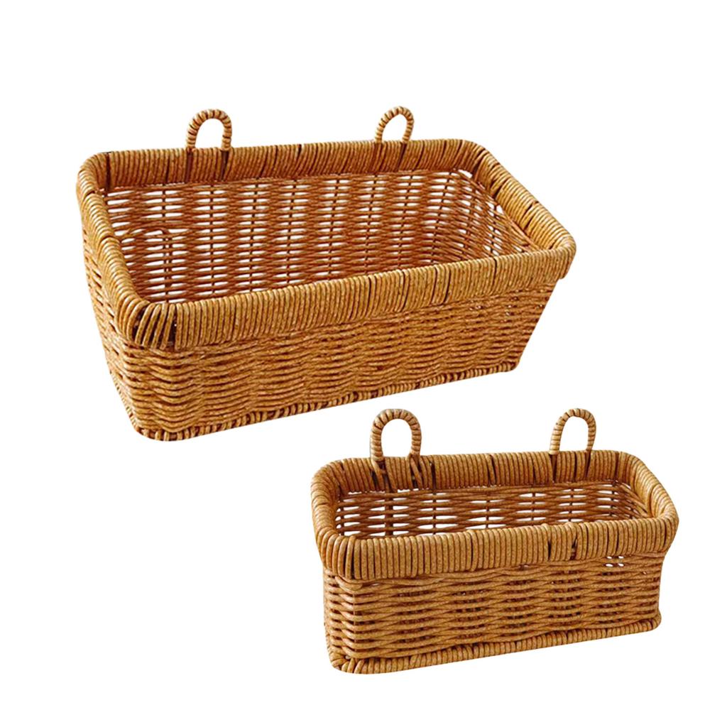 Modern Wall Mounted Basket Faux Woven Look for Bathroom Kitchen Storage Organizer for Damp Environment