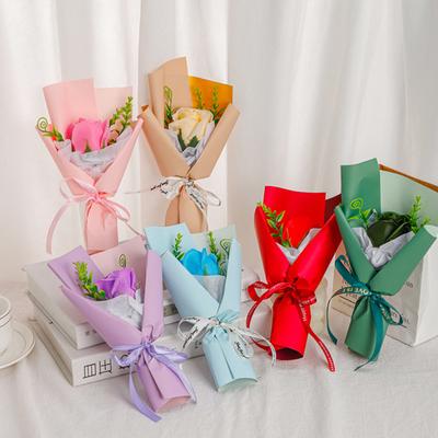 Mini Fake Rose Bouquet Handcrafted Soap Flower Petals Artificial Floral Decoration Valentine's Day Anniversary Birthday Romantic Gift for Women Wife