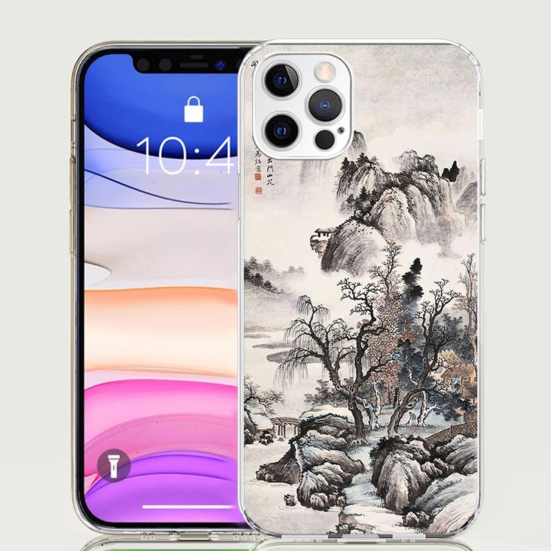 Chinese Style ink Painting Art Phone Case For iPhone 17 Air 16 15 Plus 11 14 Pro Max 13 Mini 12 7 8 + SE Pattern Art Customized