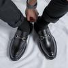 Retro British Round Head With Suit, Black Bright Leather Small Leather Shoes, Lazy Pedal One Piece 85136-R