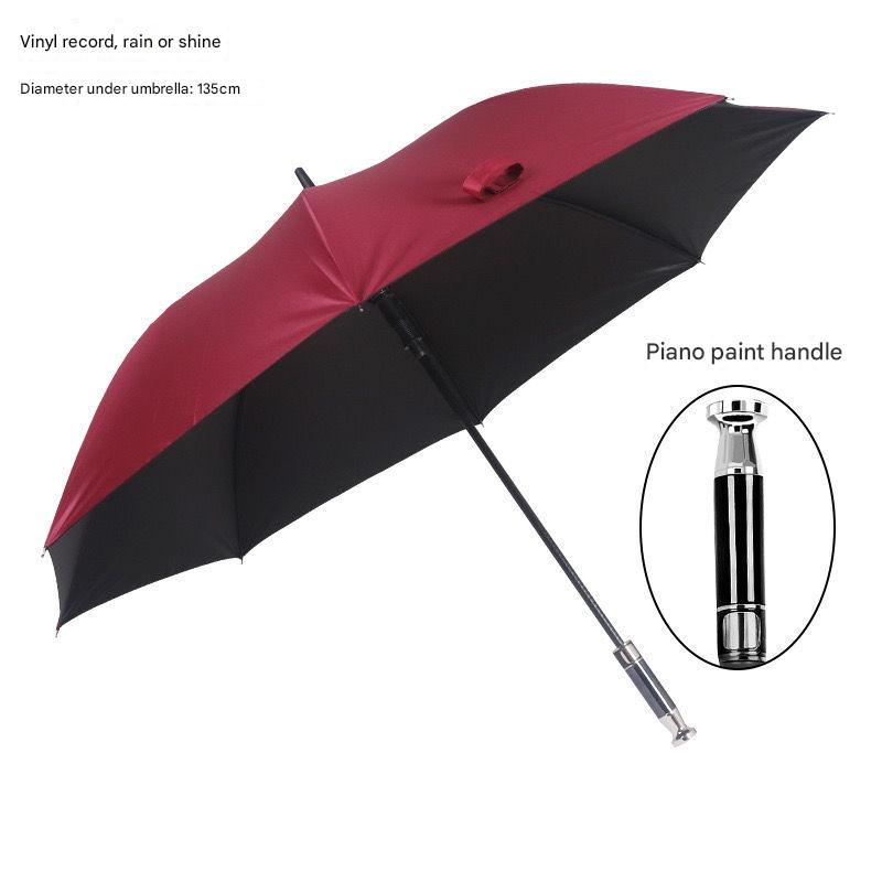 Piano Paint Long Handle Straight Umbrella Storm Resistant Sunny And Rainy Dual-purpose Black Plastic Business Gift Sun Umbrella