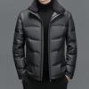Doudoune en peau de mouton pour homme, hiver, velours épaissi, courte en laine, col montant, décontractée, veste en cuir