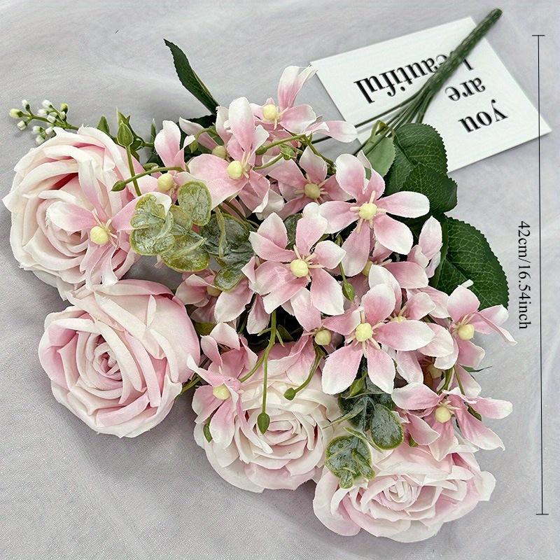 1Pc Artificial Flower 7-Pronged Lily Curling Rose Combination Flower Arrangement