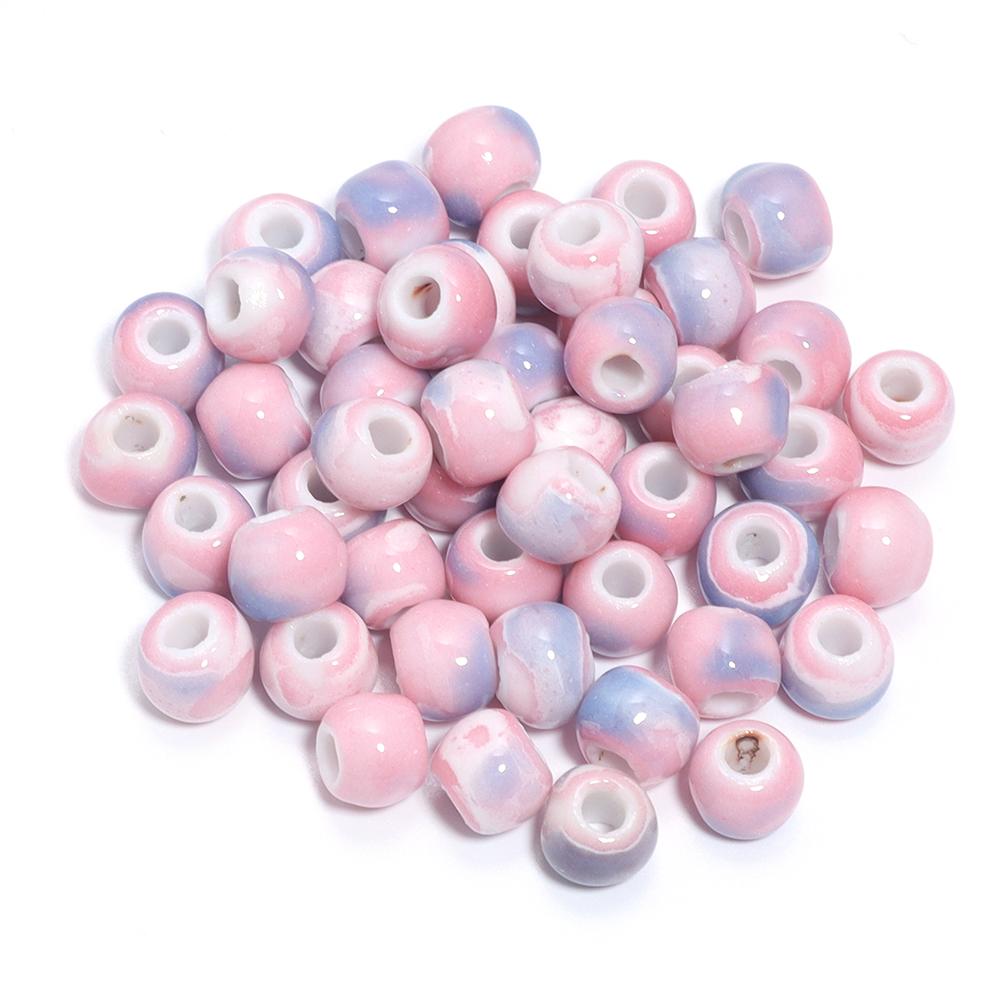 30pcs/lot Round Shape Ceramic Beads Colorful Loose Beads Spacer Beads For DIY Jewelry Making Necklace Bracelet Accessories