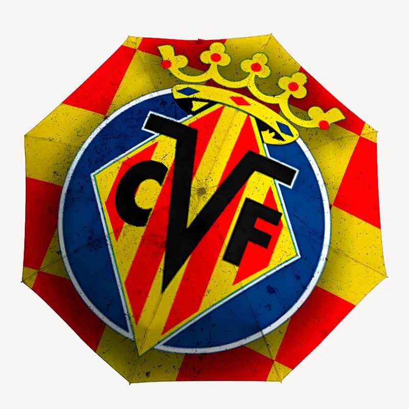 Villarreal CF, Logo Automatic Opening and Closing, 8 rib Structure Portable Umbrella, Suitable for Men and Women in All Seasons  Perfect Gif
