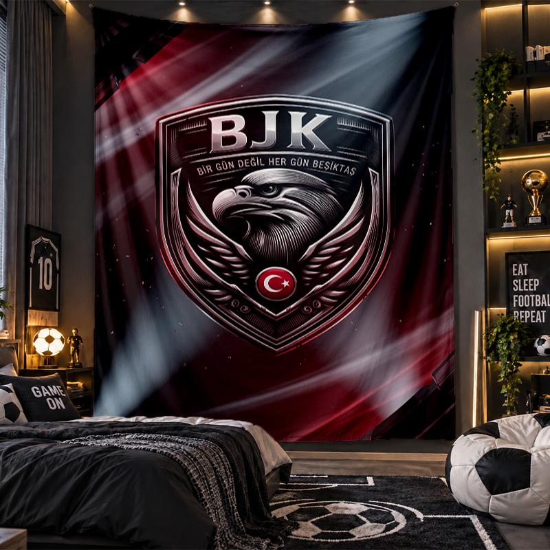 Wandbehang Tapisserie Beşiktaş FC Druckstoff für Wohnzimmer Schlafzimmer Heimdekoration
