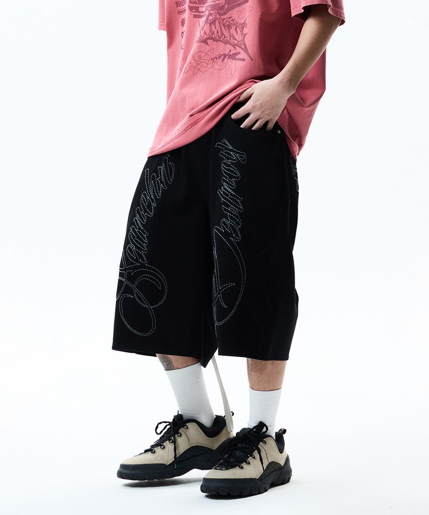 CRITIC Lettering Bermuda Pants Black