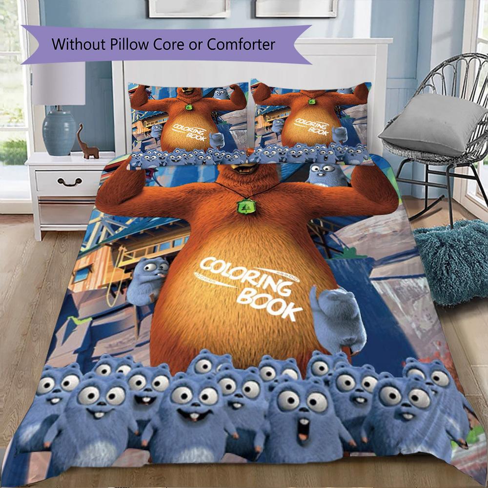 Literie Motif Grizzy et les Lemmings, Ensemble Couette Housse de Couette Taie d'Oreiller Cadeau d'Anniversaire pour la Maison (1 housse de couette + 2 taies d'oreiller, sans garnissage.)XSJT0917057