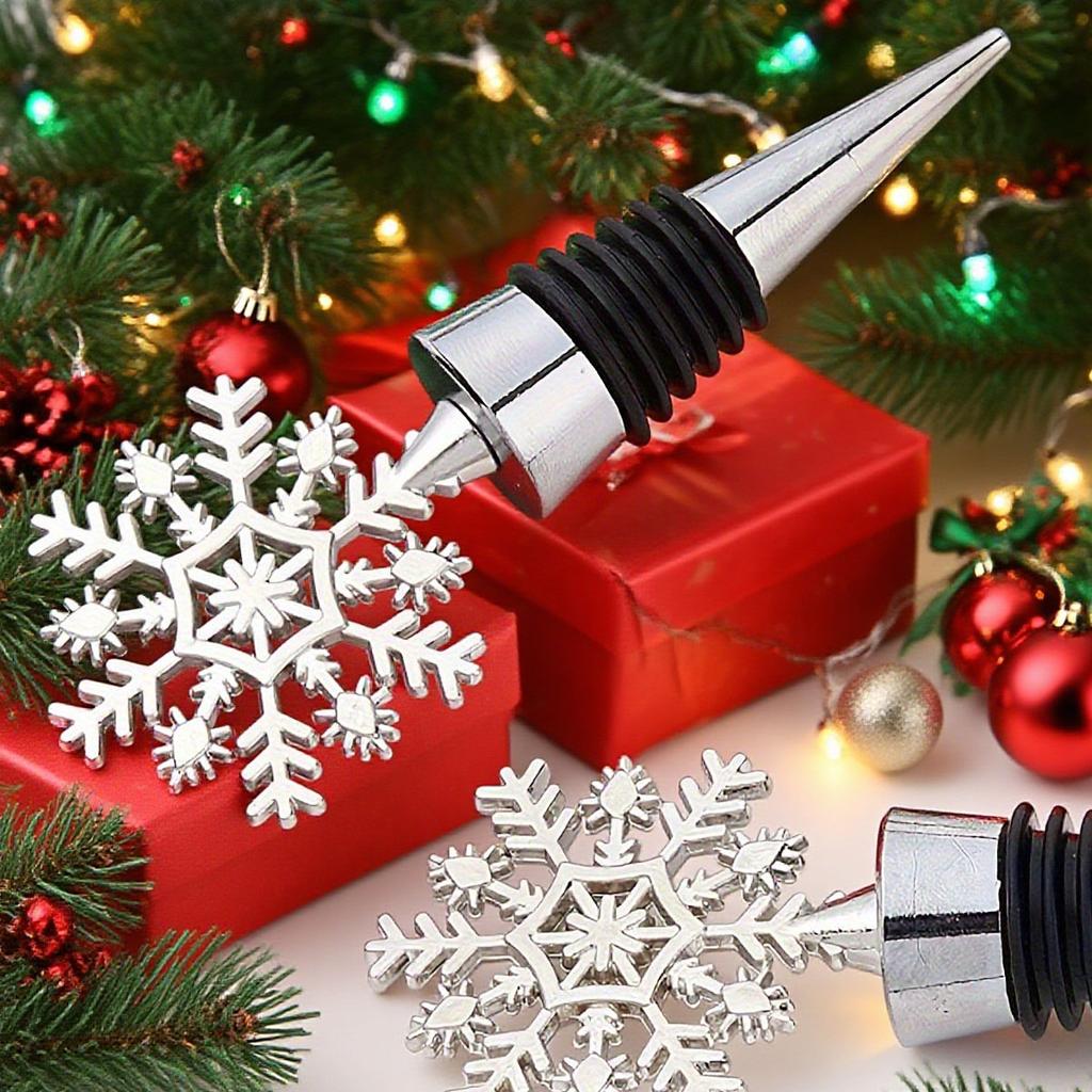 Christmas Snowflake Decorative Wine Stoppers Bottle Decoration Crafts Alloy Bottle Stopper Home Bar Wine Accessories Tools
