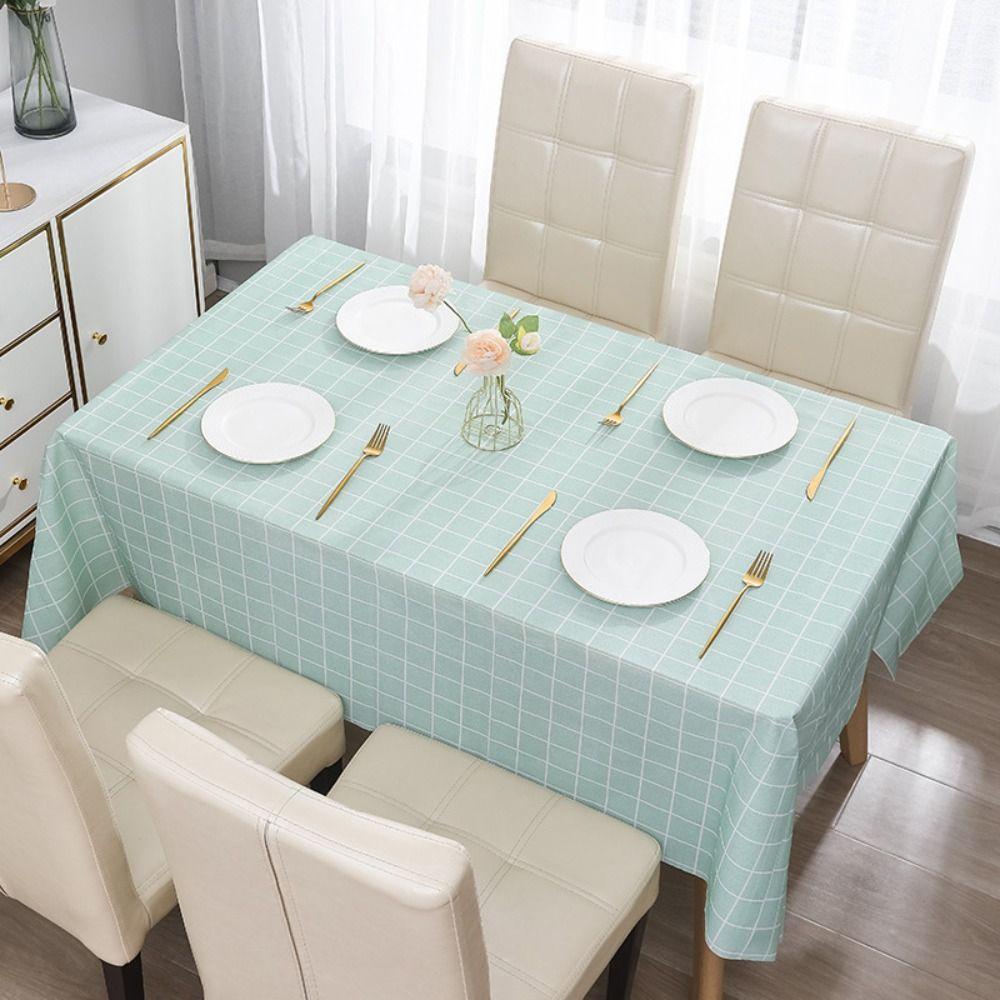 PEVA Table Cover Waterproof Oilproof Grid Tablecloth New Dining Table Colth  Home Kitchen
