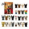 Countdown Calendar 24 Days Bulldog Advent 2026, Acrylic Puppy Ornaments Christmas Calendar, 2D Flat Dog Xmas Tree Pendant for Tree, Holiday