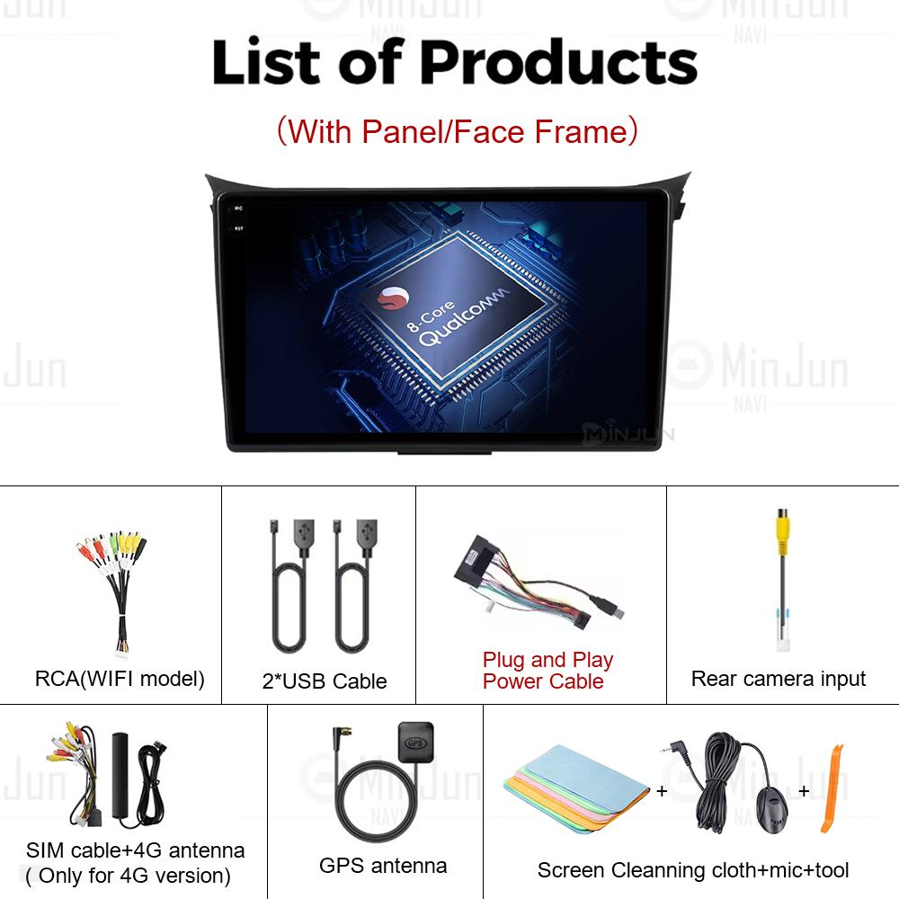 Android 14 Carplay Auto WIFI+4G For Hyundai I30 Elantra GT 2011 -  2015 2016 Qualcomm Car Radio Multimedia Player Stereo GPS DSP