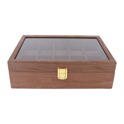 10 Grid Holz Uhr Box Transparent Abdeckung Uhr Schmuck Lagerung Organizer Container Box