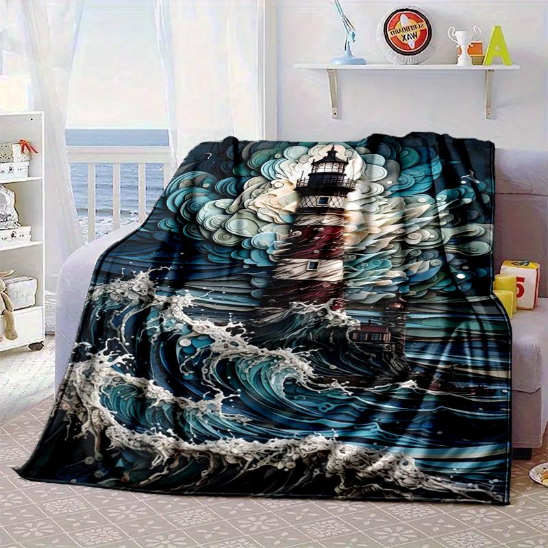 Lighthouse In Stormy Sea Blanket Flannel Blanket Throw Blanket Sofa Cover Blanket Soft Premium Blanket Picnic Blanket Tv Blanket Gifts