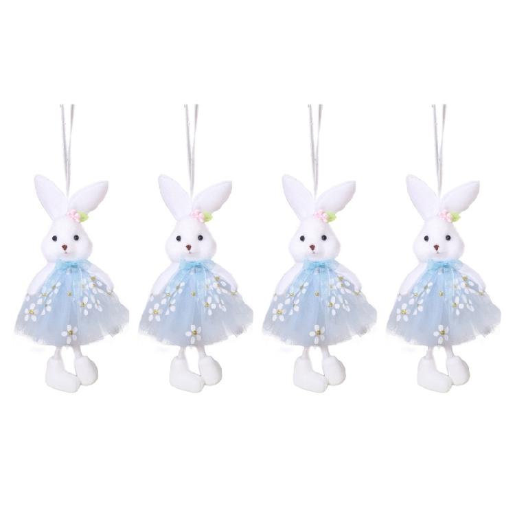 4Pcs Holiday Rabbit Ornaments with Dress Finish for Decorating Holiday Tables Garden and More