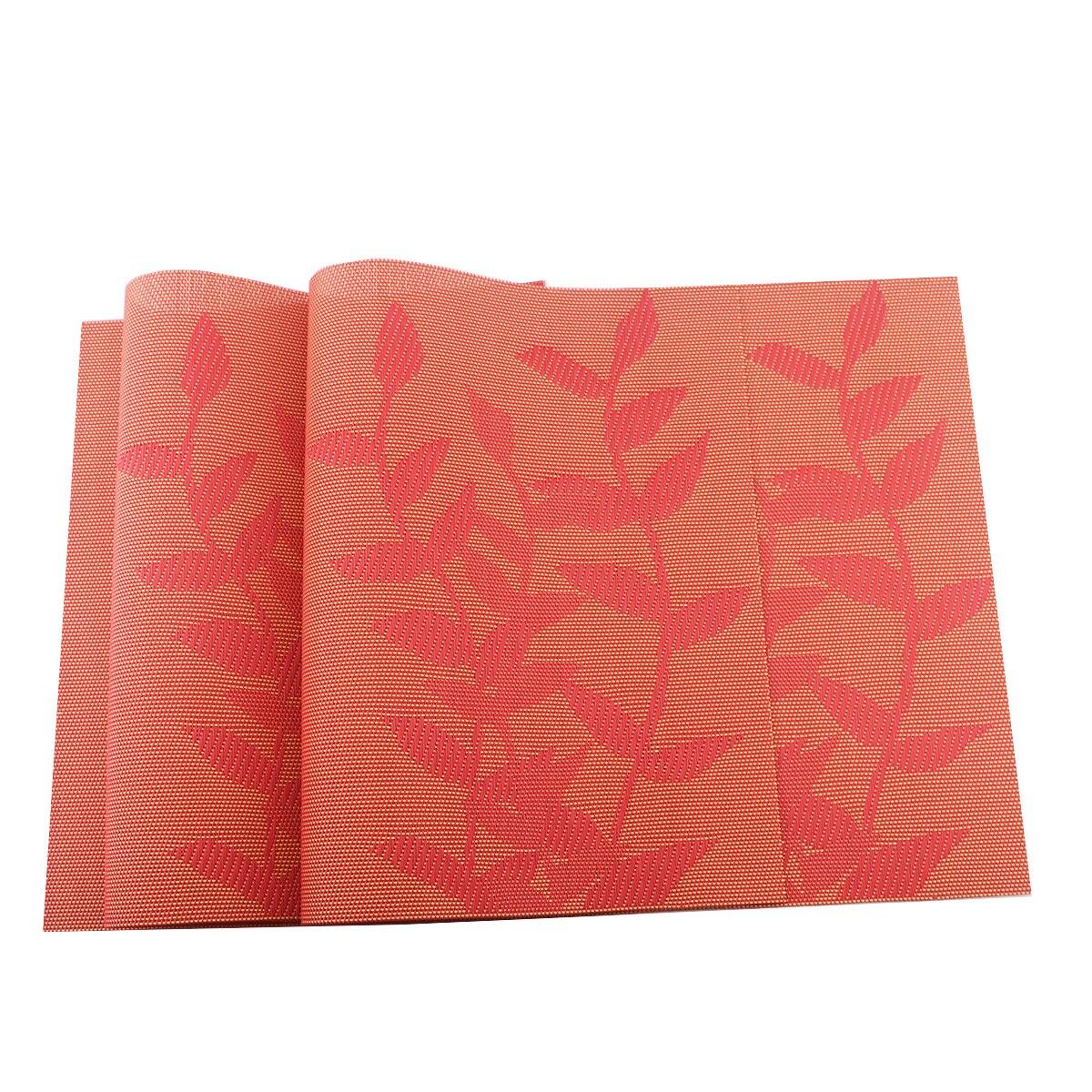 6 шт. ПВХ коврики для стола Нескользящие водонепроницаемые салфетки лист цветок дерево — фото 16