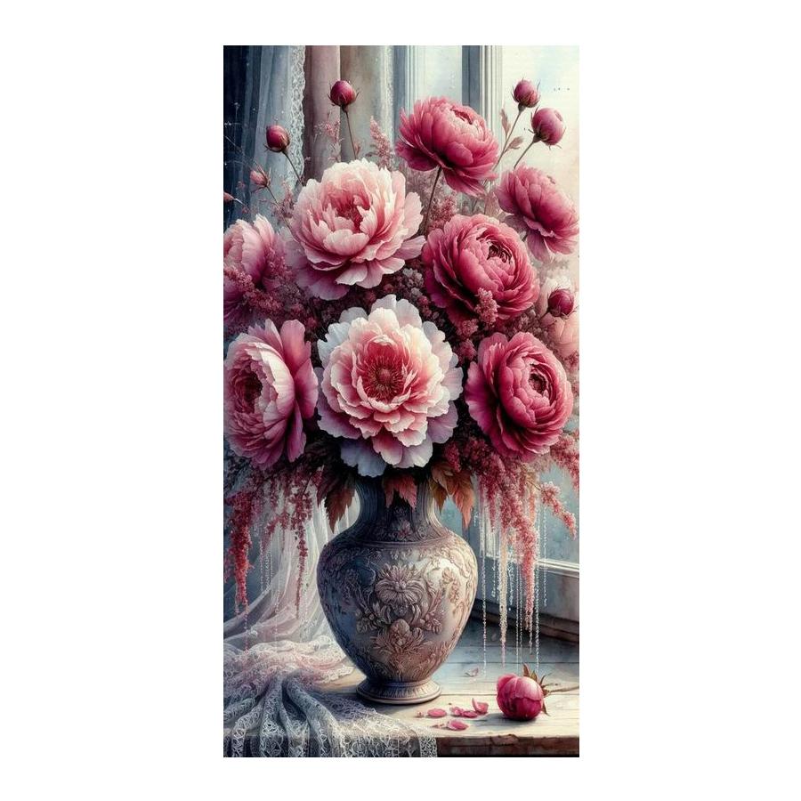 Colorful Peony Vase Large Size Diamond Painting Floral Diy Full Square Round Drill Rhinestone Embroidery Flowers Mosaic Cross Stitch Kits Wall Decor