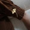 French Style Ginkgo Leaf Brooch Vintage Metal Glossy Corsage Ornament Long Leaf Pin  Women