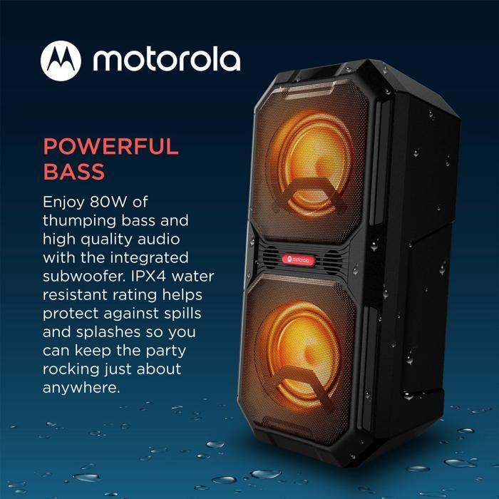 Enceinte Bluetooth - Motorola - ROKR 820 - 80W - Résistante à l'eau - Éclairage LED multicolore