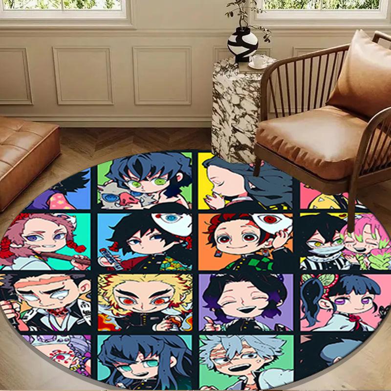 Anime Slayer Adventure  Round Rug for Livingroom,Bedroom, Palyroom, Chair Rug, Area rug, Circle Carpet, Large Size Fan Christmas gift