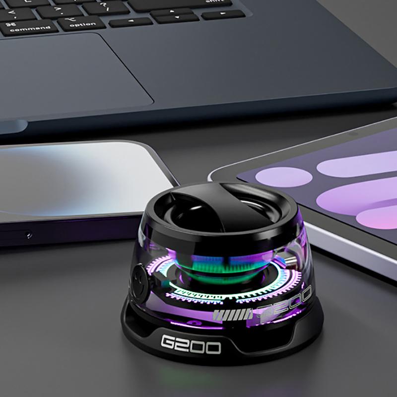 Outdoor Magnetic Bluetooth Speaker Wireless Portable Mini Travel Stereo Speaker With Rgb Color Light And Phone Holder For Ios