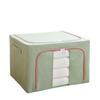 Large Capacity Foldable Storage Box, Cotton Linen Organizer with Steel Frame for Home Quilts and Clothes