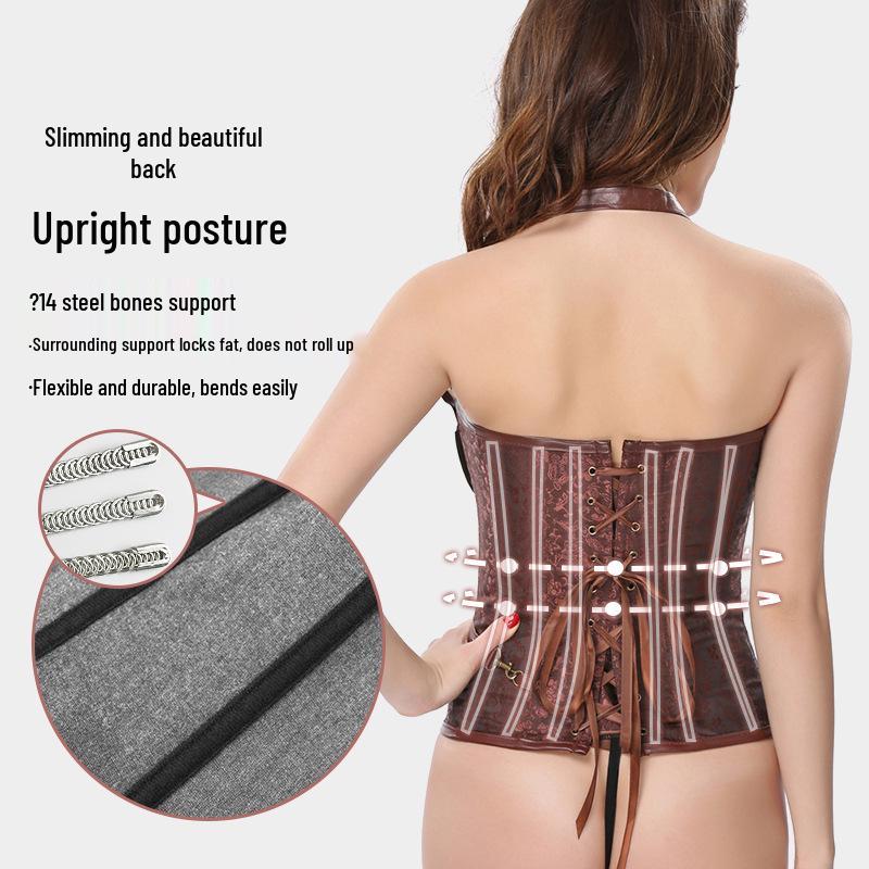 Steampunk Gothic Halter Corset Top - European Style Waist Cincher Body Shaper