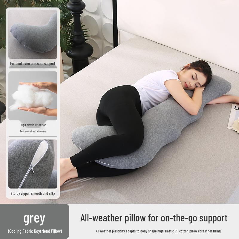J-Shaped Multifunctional Maternity and Side Sleeper Pillow for Back Support & Breastfeeding